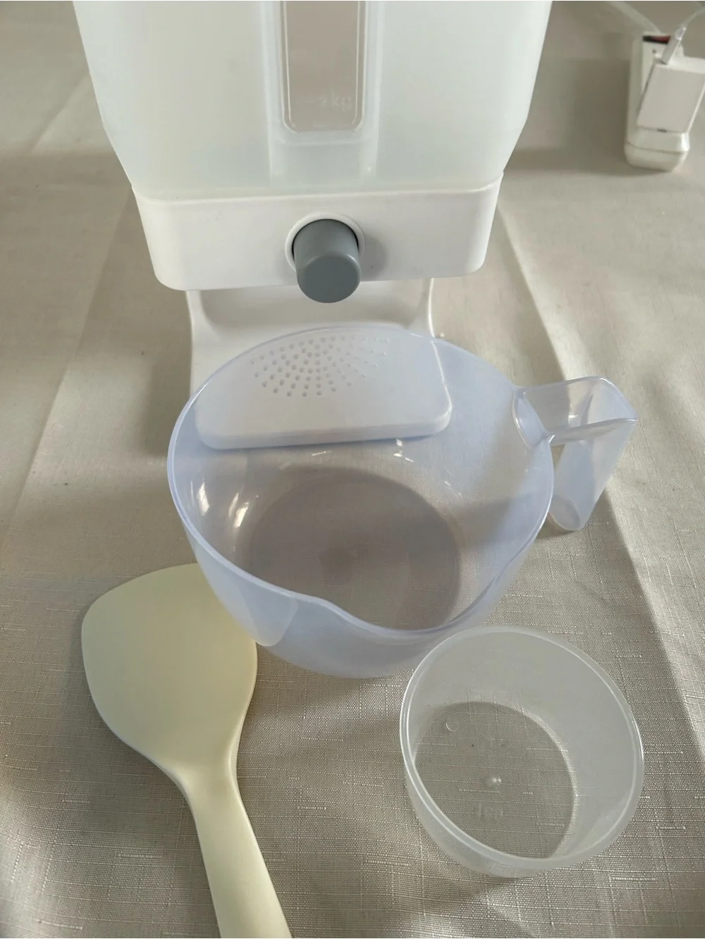 White Dry Food Dispenser with Gray Lid and Spout - Home Storage & Organization